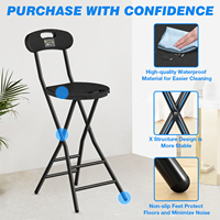 Tabouret de bar pliable moderne avec design ergonomique, hauteur réglable, supporte 450 lb, facile à ranger et à transporter, lot de 2 chaises incluses, noir