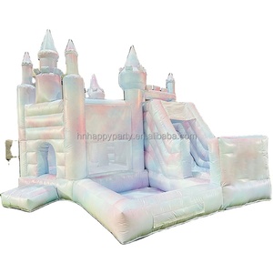 Moonwalk Trắng Nhà Bị Trả Lại Thương Mại Inflatable Nhảy Lâu Đài Combo Trượt Nước Với Bóng Pit Hồ Bơi Trong Bán - Product Image 1