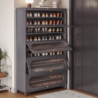 Meubles de salon de haute qualité, armoire à chaussures en métal durable, anti-poussière, multi-niveaux, avec porte