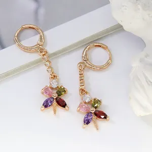 Wholesale Women Luxury Crystal Ear Jewelry Cubic Zirconia Long Chain Hoop Drop Dangle Earrings