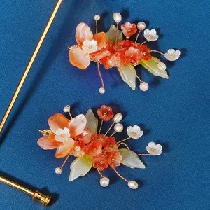 Miallo-accesorios para el cabello de flores acrílicas, horquillas de horquilla chino antiguo, clip lateral para el pelo, accesorios de perlas para dama de honor