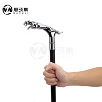 Poignée de modèle Animal de léopard de luxe en argent Offres Spéciales avec poignée de queue bâton de marche auto-défense mode canne Cosplay bâton