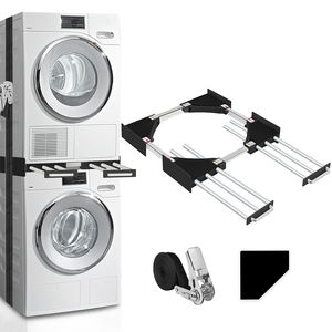 Kit de apilamiento para lavadora y secadora, color negro, con estante extraíble, universal, ajustable de 24 a 29 pulgadas, para lavadora y secadora - Product Image 1