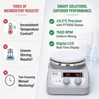 Équipement de laboratoire médical, volume 20L, chauffage 340°C, moteur sans balais 10W, 1500 tr/min, plaque en acier inoxydable avec revêtement céramique, mélangeur magnétique