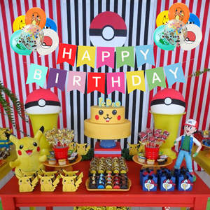 <span class=keywords><strong>Pikachu</strong></span> thème fête d'<span class=keywords><strong>anniversaire</strong></span> décoration ensemble joyeux <span class=keywords><strong>anniversaire</strong></span> drapeau bannière enfants fête d'<span class=keywords><strong>anniversaire</strong></span> fournitures dessin animé gâteau Topper - Product Image 4