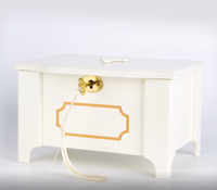 Boîte à bijoux personnalisée de luxe croix en bois blanc fait main en MDF avec serrure à clé miroir pour l'artisanat