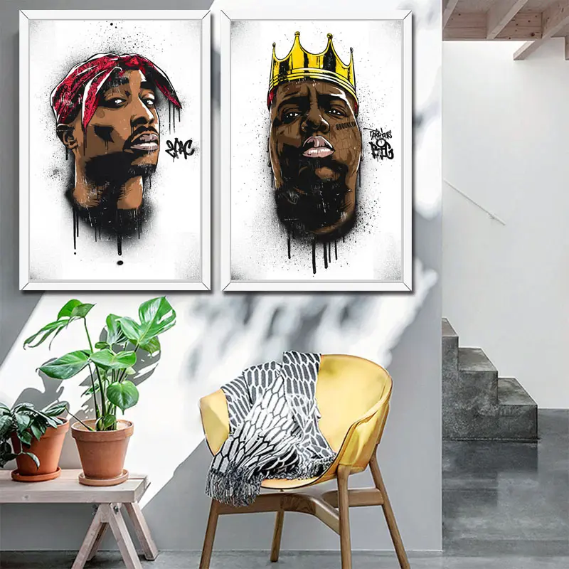 Die berüchtigte B.I.G Biggie Smalls Tupac 2PAC Poster Home Decor hip hop musik wand kunst