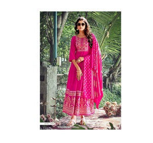 La mayoría de las ventas diseñador 14 Kg Rayón con lámina de impresión Kurtis con Dupatta para fiesta y boda desgaste disponible en precio de exportación - Product Image 1