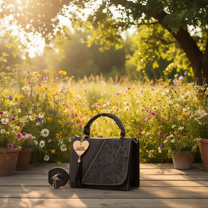 Bolso Bandolera Fana Virginia, Color Chocolate, con Estampado Floral, Forro de PU, Estilo Vintage, Bolso de Hombro para Mujer, Verano - Product Image 2