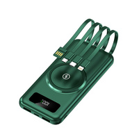 Cable incorporado HY585 Recarga rápida 5V 2.1A Banco de energía inalámbrico 20000mAh para teléfono con impresión de logotipo personalizado