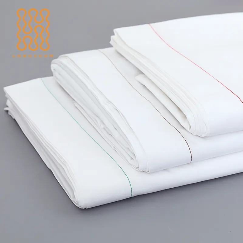 مجموعة مفارش سرير عالية الجودة للفنادق ، ملاءات كتان قطنية بيضاء بحجم كبير ، تعبئة سائبة للموتيل