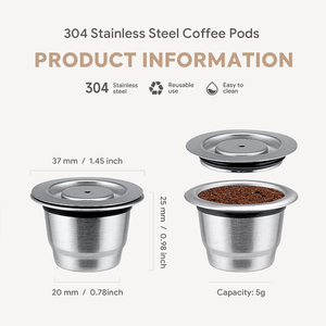 Viên nang cà phê có thể bơm lại cốc bằng thép không gỉ vỏ cà phê tái sử dụng tương thích với máy <span class=keywords><strong>Nespresso</strong></span> dòng gốc - Product Image 3