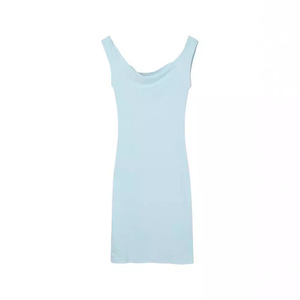 Light Blue Bodycon Halter Dress Women Summer Sexy Short Skirt Natural Waist Slim Fit Solid Color Cocktail Dress - Product Image 5