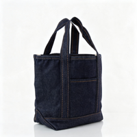 Sac fourre-tout en jean avec logo brodé personnalisé, surpiqûres contrastées, sac de shopping en jean bleu, petit sac de voyage pour femmes