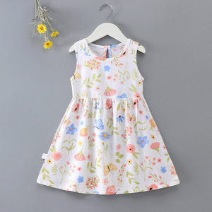 Vestido de Princesa Floral de Verano, Falda Línea A, Tela de Algodón de Alta Calidad, Vestidos para Niñas, Estilo Transfronterizo - Product Image 3