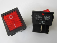 Interrupteur à bascule UMEAN 30A 250VAC rouge avec voyant lumineux en caoutchouc JD03-A1, montage frontal pour machine à souder à l'onduleur