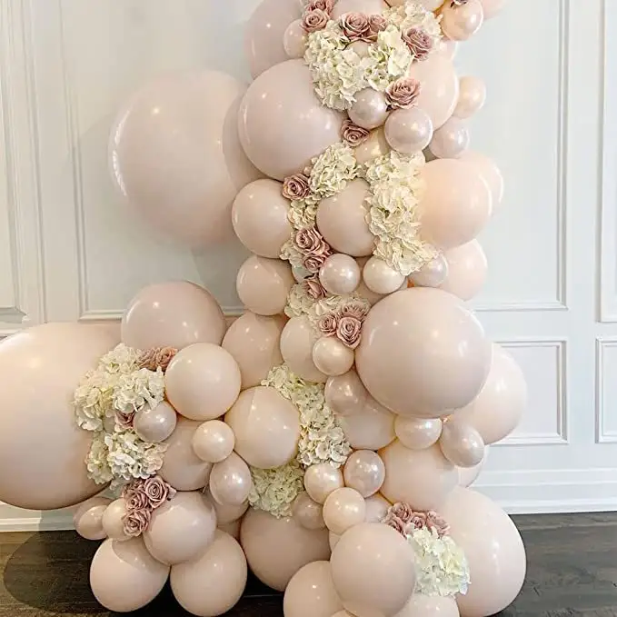 2023 Nova Dupla Camada Creme Pele Blush Balão Arco Aniversário Festa de Casamento Do Bebê Batismo Decoração Nude Balões Kits