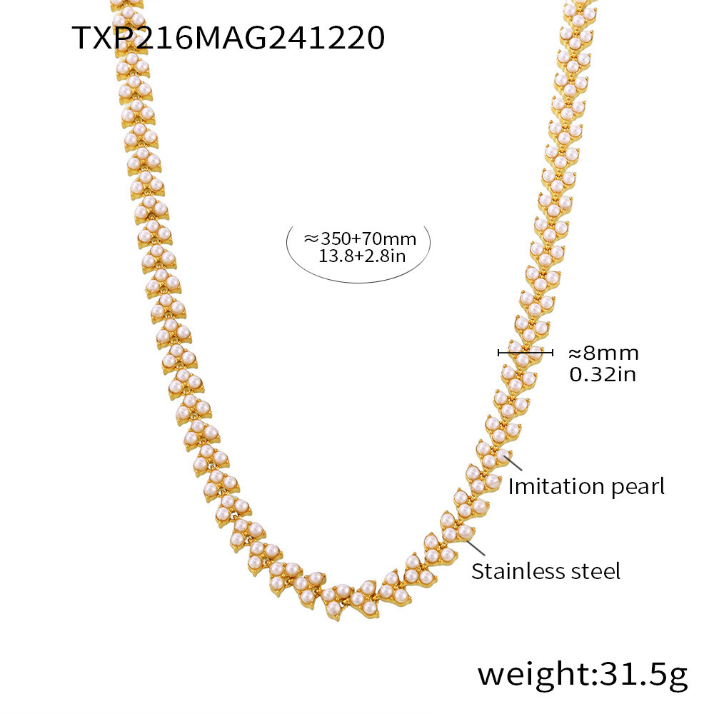TXP216- Golden Swarovski Pearl Necklace