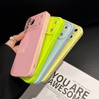 Coque de téléphone portable en verre glacé brillant couleur bonbon pour iPhone 18 17 Pro Max 16 15 14 13 avec cadre mat et protection intégrale de l'objectif de l'appareil photo