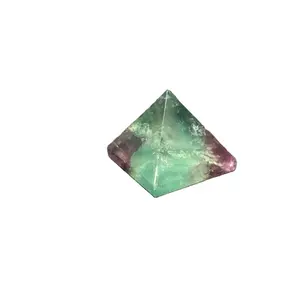 Fluorita tallada pirámide metafísica Reiki piedra estatuilla curación Flourite cristal Natural decoración del hogar amor OPP bolsas 10 Uds