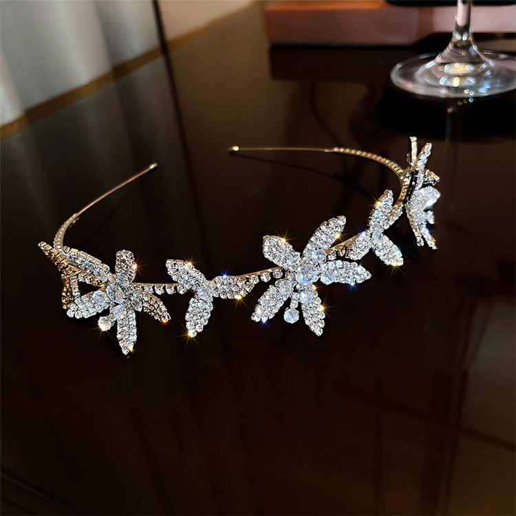 Женская креативная лента для волос с цветами, крупные украшения для волос с бриллиантами, модные персонализированные ретро головные уборы для женщин