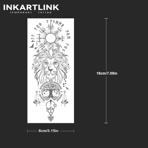 INKARTLINK Adesivo <span class=keywords><strong>Tatuaggio</strong></span> Leone Vichingo <span class=keywords><strong>Albero</strong></span> della Vita Bussola Norrena Vegvisir Bilancia della Giustizia Estetico Erboristico 15 Giorni Confezione Multipla - Product Image 4