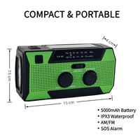 Linterna con Alarma SOS y Carga USB-C, Banco de Energía de 5000 mAh, Equipo de Supervivencia Portátil, Radio Meteorológica de Emergencia para Cortes de Energía