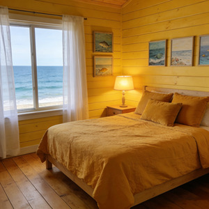 Cabane en rondins de pin préfabriquée de 70 m² avec 2 chambres, maison de <span class=keywords><strong>vacances</strong></span> en bois naturel avec porche ouvert et balcon, maison modulaire en bois pour complexe hôtelier - Product Image 3