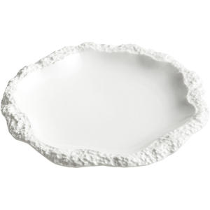 Assiettes en céramique rondes de spécialité de restaurant d'hôtel de porcelaine blanche créative moderne <span class=keywords><strong>Stone</strong></span> Texture Edge Vaisselle de luxe élégante - Product Image 5