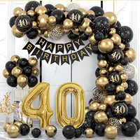 Ensemble de ballons pour la décoration de fête d'anniversaire de 18 ans, arrangement de scène, ensemble de ballons d'arche d'anniversaire noir et or