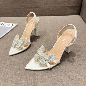 Sandali <span class=keywords><strong>con</strong></span> Tacco Alto a Punta per Donna <span class=keywords><strong>con</strong></span> Decorazione a Farfalla in Strass, Nuove <span class=keywords><strong>Scarpe</strong></span> Primavera-Estate - Product Image 3
