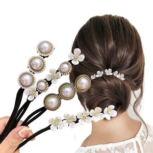 Moño mágico para el cabello para mujer con Peal y flor <span class=keywords><strong>Magic</strong></span> Twist Hairpin Lazy Curler reutilizable Deft Bun accesorios para el cabello para mujer - Product Image 1