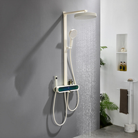 Luxe bain douche mitigeur robinet Led affichage numérique salle de bain pluie pommeau de douche ensemble haute pression 4 fonctions en acier inoxydable