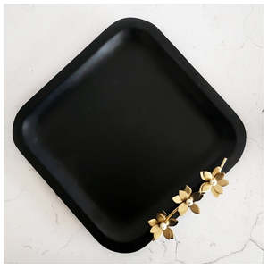 Beautiful Black Square Tray With Floral <b>Border</b> For Restaurant Wedding Hotel Home Usage in Low Price - Product Image 4