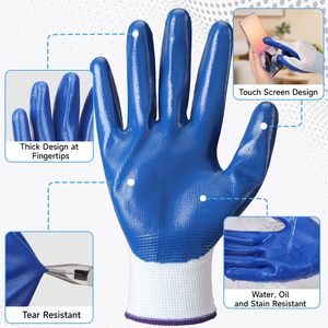 Gants industriels durables, antidérapants et résistants à l'usure, gants en nitrile bleus - Product Image 4