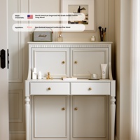 Miti Coiffeuse style français en bois massif blanc avec miroir de maquillage, haut de gamme, pour chambre principale, chevet ou petit appartement
