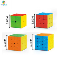 Ensemble de cubes magiques lumineux en plastique DIY 4-en-1 de couleur unie 2x2+3x3+4x4+5x5 – Lot de cubes de vitesse pour enfants et adultes – Jouet éducatif