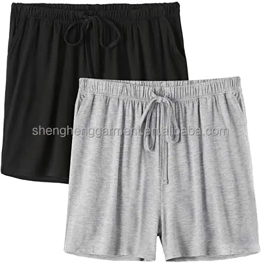 Elastic Waist Shorts For Women Lounge Short Pajamas Sleep Bottoms With Pocket