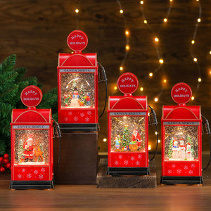 Adorno creativo iluminado con forma de bomba de gasolina y nieve, luz nocturna, decoración navideña, regalo de Navidad, caja de música - Product Image 1