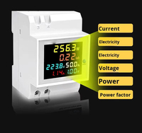 6 in 1 Din Rail AC Monitor Digital Energy Meter AC 40-300V 100A Pengukur Tegangan Arus Faktor Daya Aktif kWh Meter Listrik