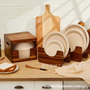 Acacia Wood <b>Paper</b> Bowl Dispenser Holder With Lid Square Storage Box For <b>Kitchen</b> Countertop 8.3x7.87x7.09inch - Product Image 5