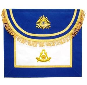Delantal de cuero de tamaño personalizado Masonic Blue Lodge Master, insignias de logotipo de diseño 3D, patrón cuadrado bordado a mano, cosido magnético - Product Image 2