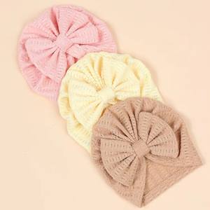 Nouveau Bonnet Bébé Jacquard Chaud et Coupe-Vent avec Nœud, Couleur Unie, Style Indien, pour Nouveau-né et Tout-petit - Product Image 6