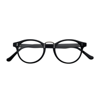 Montures de lunettes rondes en acétate à bordure complète avec pont métallique et double rivet pour magasin d'optique