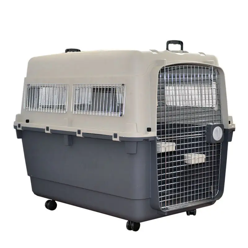 Conception de porte de sécurité de haute qualité cage pour animaux de compagnie chat chien étui de transport Super grand chien transporter espace boîte de Transport aérien pour animaux de compagnie avec roues