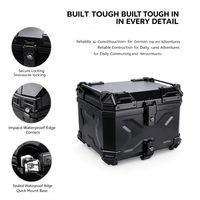 Top Case Moto Universel 45L en ABS, Étanche, Boîte Arrière à Double Verrouillage, Déverrouillage Rapide, Coffre de Rangement pour Scooter et Moto