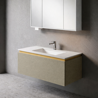Meuble-lavabo mural flottant contemporain pour petite salle de bain avec miroir et espace de rangement – Solution de rangement gain de place pour salle de bain