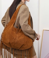 2025 nouvelle grande capacité gland sac à bandoulière en cuir suédé sacs fourre-tout avec franges Vintage femmes sacs à main