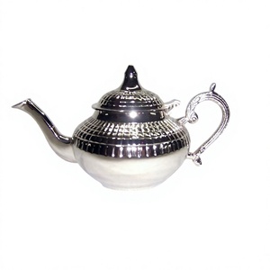 Servidor de Té Marroquí de Latón de un Solo Tono, Hecho a Mano, Diseño Acanalado, Ecológico, Duradero, Portátil, de Grado Alimenticio, para Cocina, Café y Té - Product Image 1