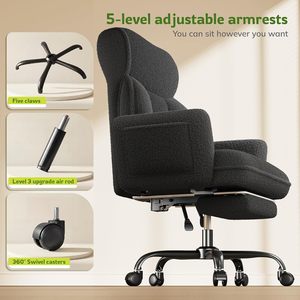 Ultra High Lift Ergonomic Full-Body Support Criss <strong>Cross</strong> <strong>Legged</strong> Pink Teddy Fleece Velvet Ergonomic Office <strong>Chair</strong> with Footrest - Product Image 6